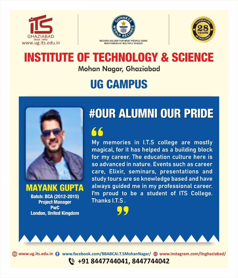 #ouralumniourpride Mayank Gupta student of BCA Batch 2012-15 has shared his experience about I.T.S Mohan Nagar Ghaziabad UG Campus.