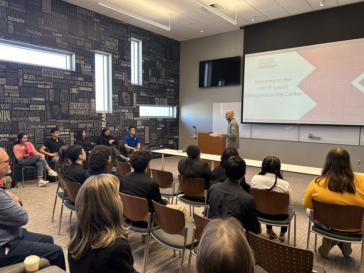 LarissaDL's tweet photo. Grateful to @UofTampa’s Lowth Entrepreneurship Center for hosting @HillsboroughSch @VEInternational leaders. Special thanks to UT students who mentored our high school students, shaping their business pitches. Your support is invaluable! @VanAyresHCPS @HCPSCTAE https://t.co/iwiEmCT4Hh