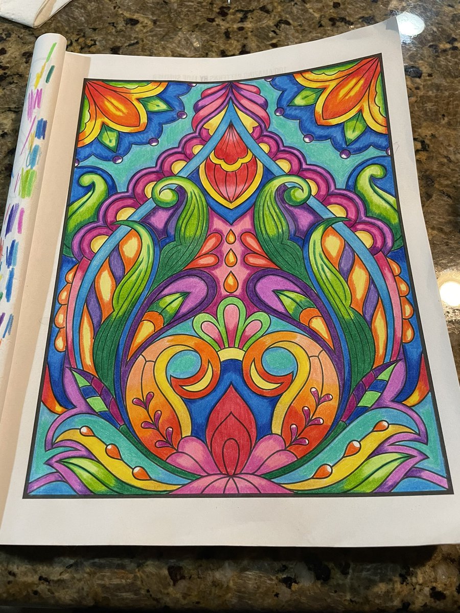 Picked up coloring a few weeks ago to help me de-stress, and I’ve been having so much fun. So relaxing. Experimenting with shading, color, and patterns 🌈