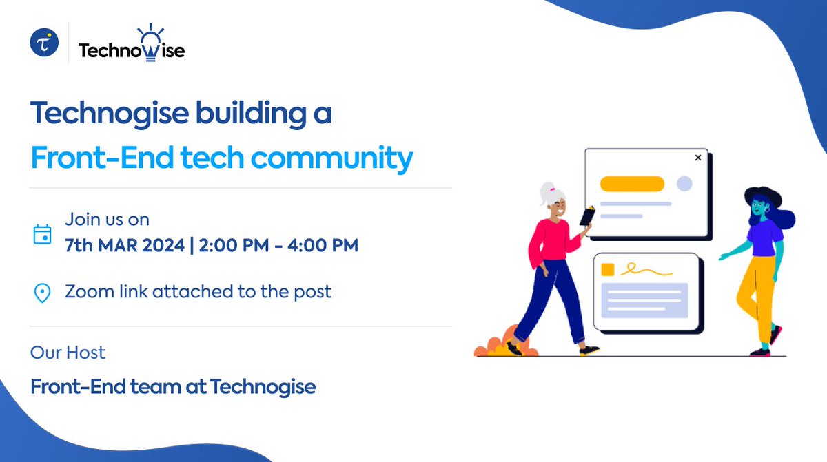 Introducing the Front-End Tech Community by Technogise!
Join us as we connect, collaborate, and innovate with developers, exploring cutting-edge web technologies shaping the future! 💻✨
tinyurl.com/Front-End-comm… 
#FrontEndTech #TechCommunity #Innovation