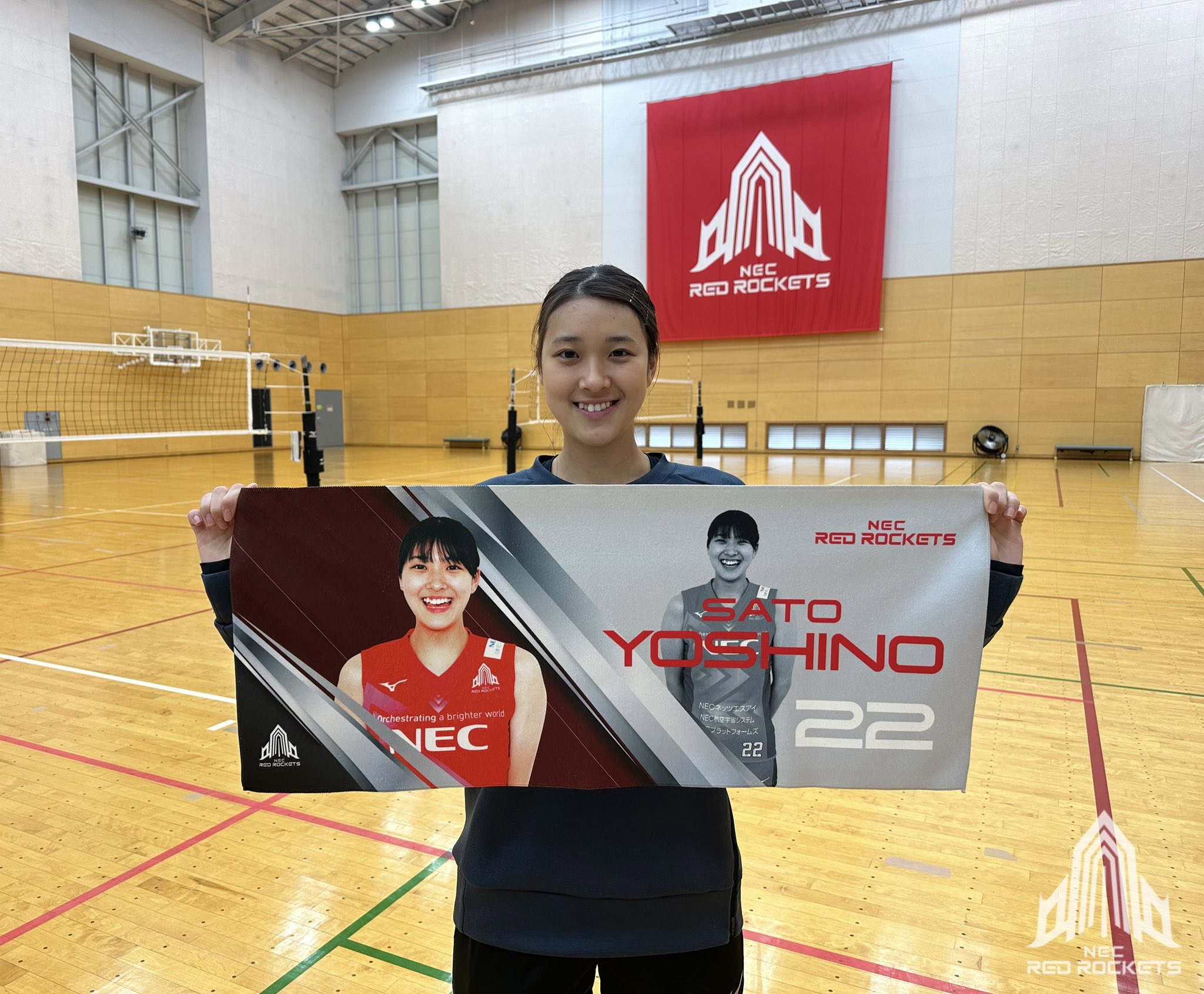 バレーボール　日本代表　佐藤淑乃　直筆サイン入り　フェイスタオル　NEC 全日本女子バレー佐藤淑乃選手直筆サイン入写真 - メルカリ