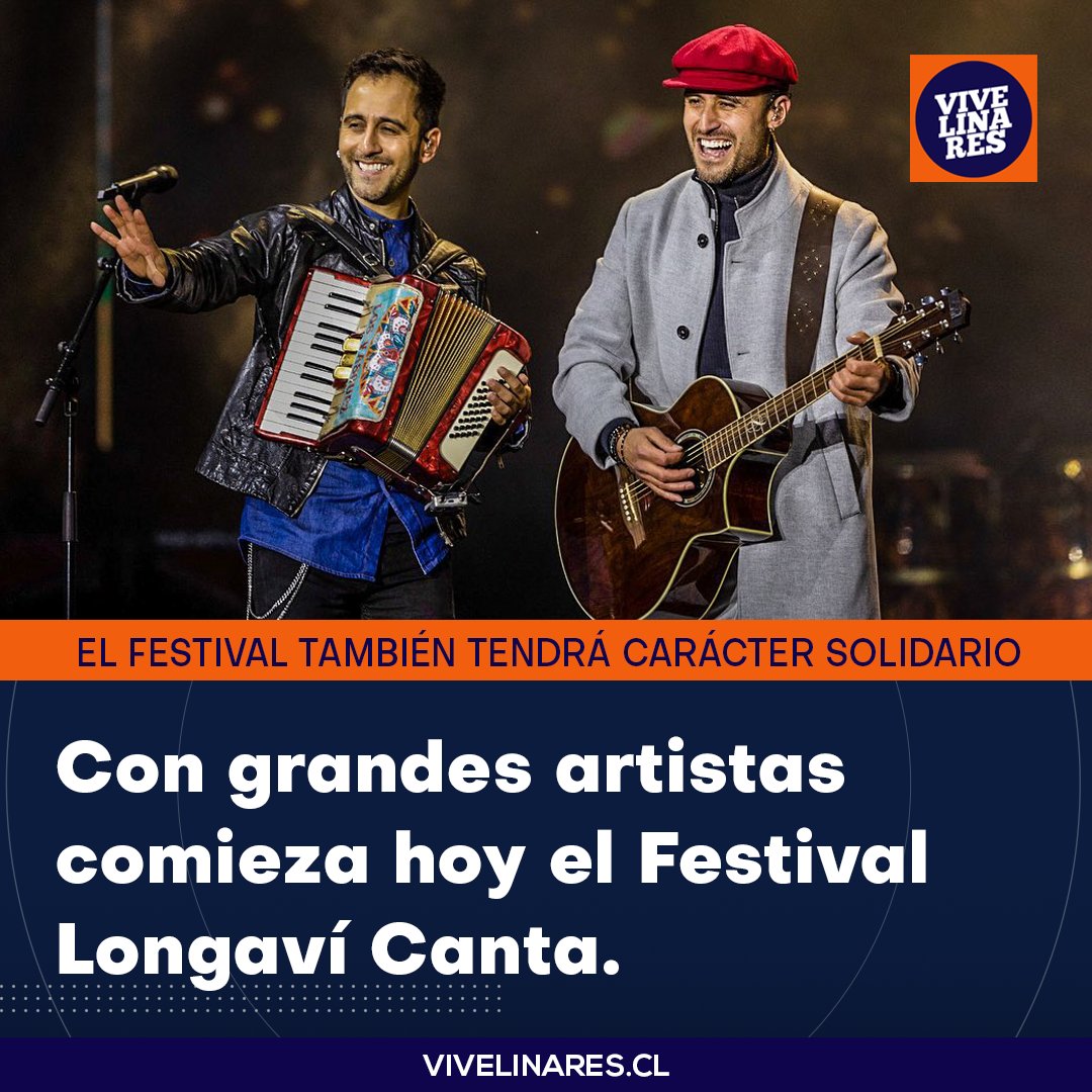 ViveLinaresCL's tweet photo. 🎤 El Festival Longaví Canta contará con grandes artistas como Los Vásquez, Amar Azul, Santa Feria, entre otros 🎶 https://t.co/DyvBQZaldQ