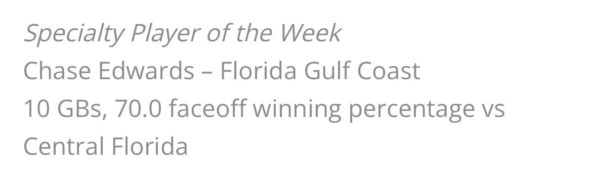 fgcuLAX's tweet photo. Congrats to certified Scrap Dawg, Chase Edwards on winning SELC Specialty Player of the Week!
#ScrapDawgsGottaEat https://t.co/jc5euIxmih