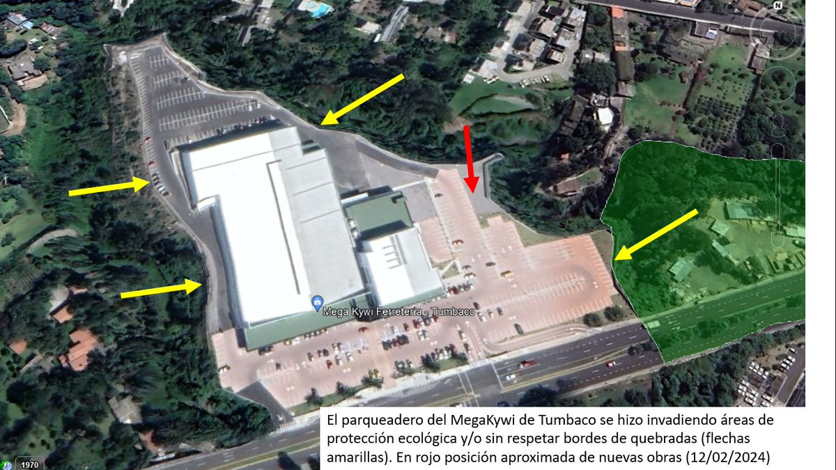 TumbacoI's tweet photo. #Ambiente Destrucción en la Quebrada de Rumihuayco
El Colectivo @VolcanIlalo denuncia destrucción de áreas de protección ecológica en el sector del #MegaKywi, #Tumbaco.
Aquí la flecha roja se muestra el lugar aproximado donde construyen. @amcquito @ambientequito @pabelml https://t.co/IRnJKME9H1