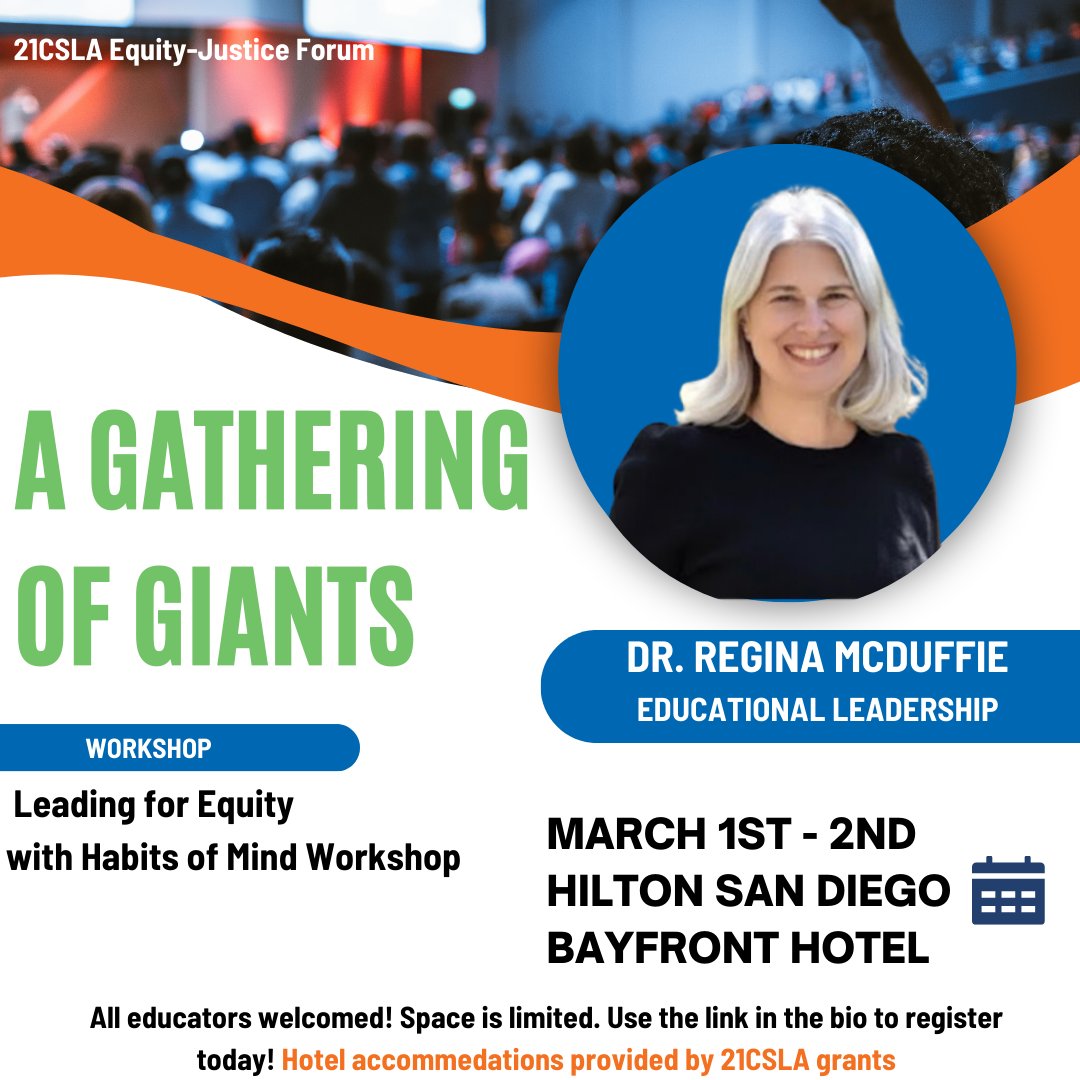 Attention all educators! Today marks the final day to secure your spot at the highly anticipated "Gathering of Giants" Equity Justice Forum, held at Hilton Bayfront Hotel in San Diego. Overnight hotel accommodations are provided at no cost. Register now: bit.ly/3Oyggrk