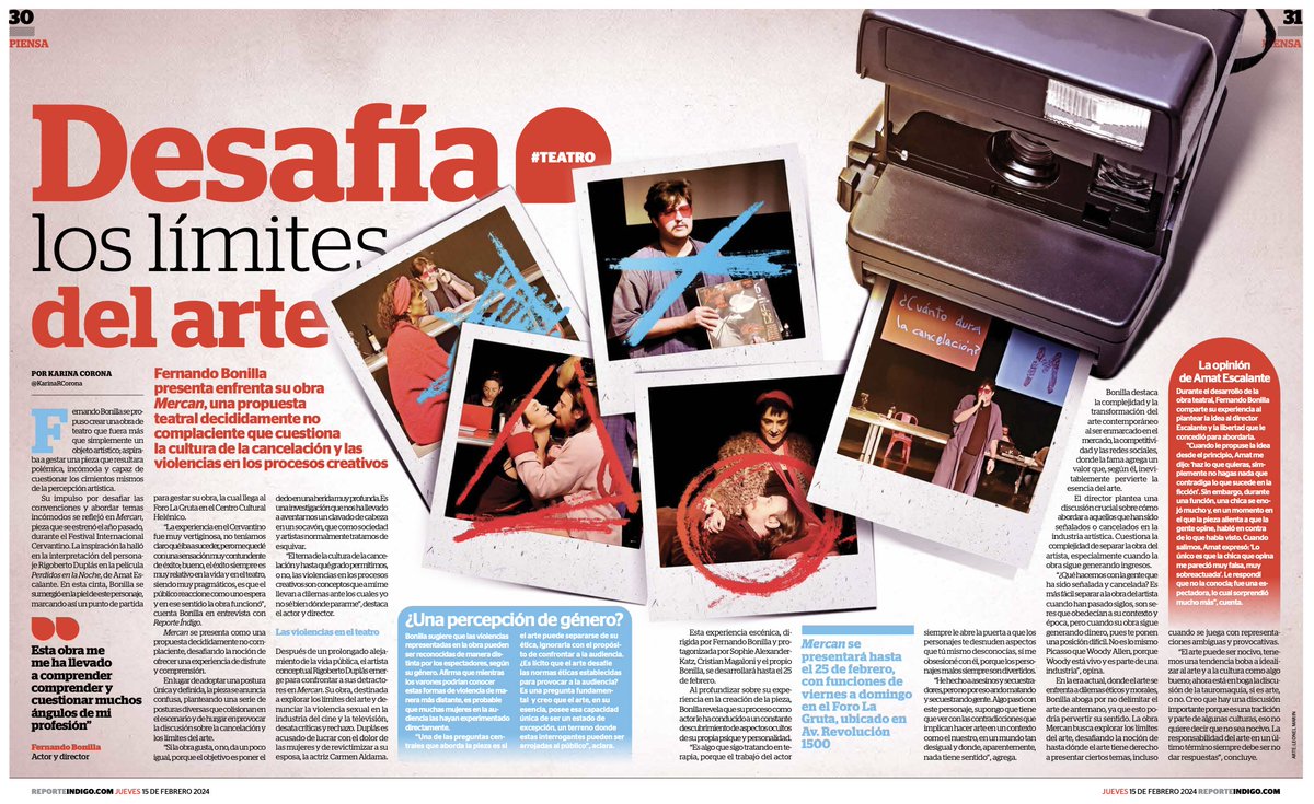 "Fernando Bonilla (<a href="/fdobonilla/">Fernando Bonilla</a>) presenta su obra 'MERCAN', una propuesta teatral decididamente no complaciente que cuestiona la cultura de la cancelación y las violencias en los procesos creativos".