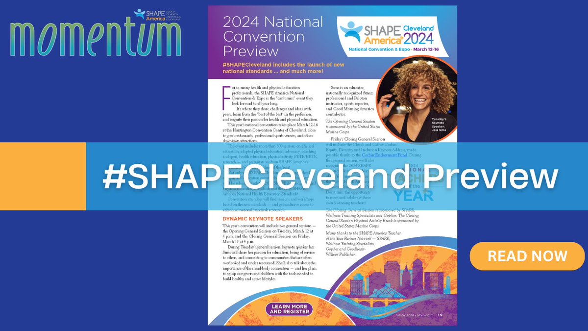 SHAPE America on X: #SHAPECleveland Preview😃 Excitement is building for  #SHAPECleveland, which will include the launch of new national standards,  fabulous keynote speakers, more than 300 educational sessions, and more‼️  Check Out