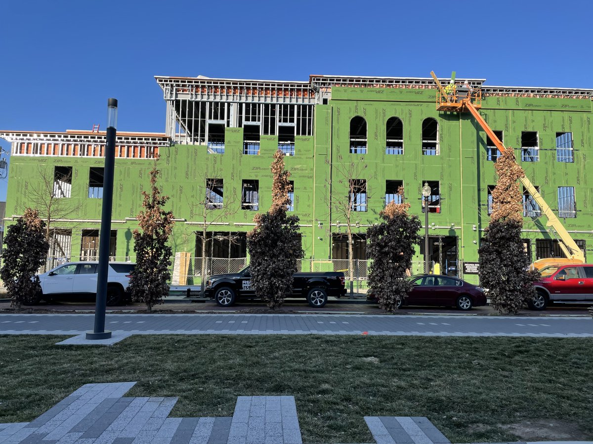 Exterior sheeting is going up at the Carmel Clay History Museum! Follow along for construction updates! #carmelclay #indiana #carmelindiana #History #Construction #historicalsociety
