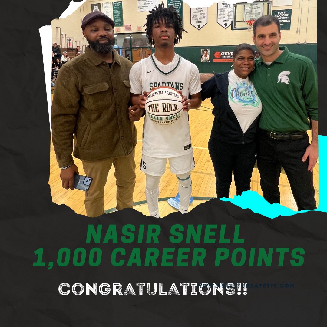 Nasir Snell becomes the 9th Spackenkill Boys Basketball player to score 1,000 career points.  Congratulations Nas!