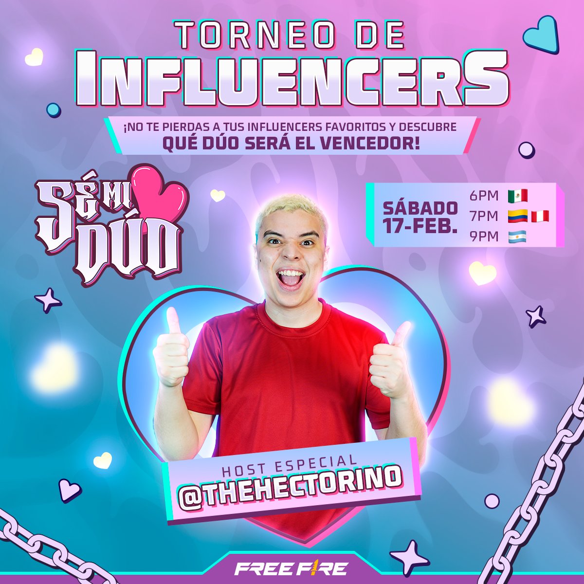 ⚠️ ¡Torneo de influencers este fin de semana! 🏆 4️⃣0️⃣ de tus influencers favoritos, 2️⃣0️⃣ dúos insanos, el casteo profesional de @XavyBecker y el mejor host The Hectorino te esperan este sábado en YouTube. ❓ ¿Quieres estará en la batalla? 👀 ¡Ve los comentarios de Instagram!