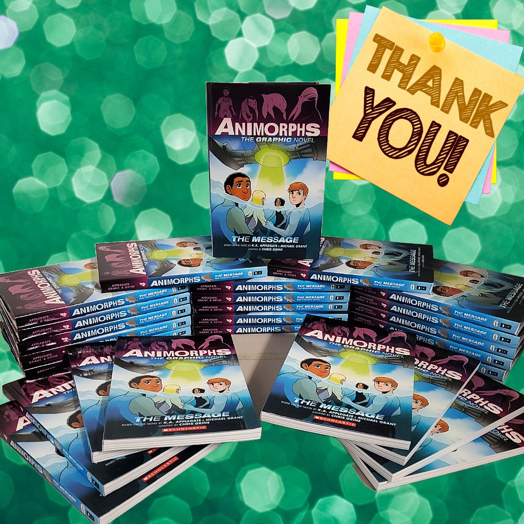 Thank you to Pippin Properties for your donation of these beautiful books. For all of you, our age who recognize the title, YES! they aree the same Animorphis series, now in Graphic Novel form!