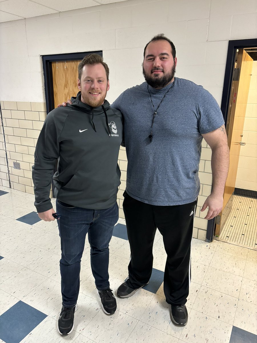 Thank you @BrettGuminsky and @CoachDavidAdams from Madonna for coming in today to recruit our players!!Surreal moment having one of my coaches from last year coming in as a college coach recruiting