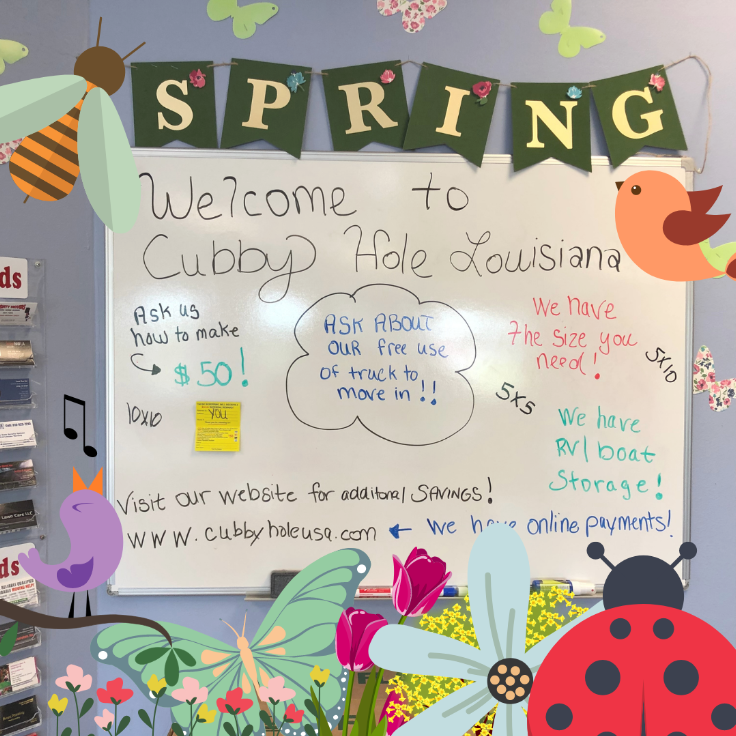 cubbyholeusa's tweet photo. Spring cleaning time is here! Tame your closets and declutter the garage. For seasonal items that can hibernate until next year, consider a storage unit for a space-saving solution. 🌷🧹 #selfstorage #storage #storageunit #louisiana #texas https://t.co/GYItg6Zx1O