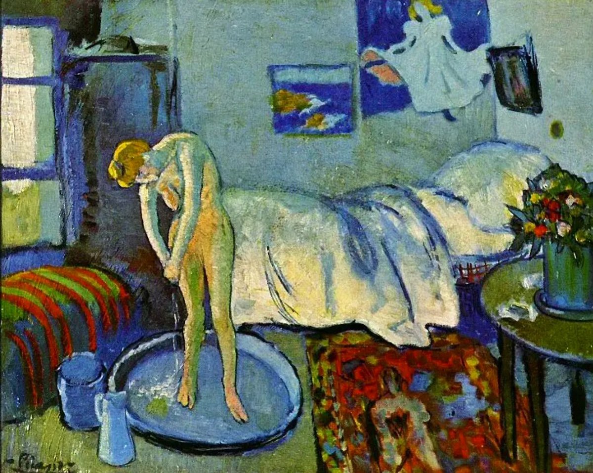 Pablo Picasso (Spanish, 1881–1973)
The Blue Room
1901
50×62 cm, Oil on canvas
Phillips Collection
#Postimpressionism #Masterpiece #Painting #Artist #ArtHistory #Artwork #Museum #Art #Kunst #Arte #BeauxArts #FineArt #StillLife #Picasso #SpanishArt