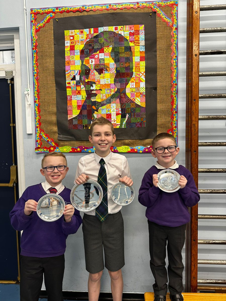 glebeps's tweet photo. ๐Well done to this terrific trio for representing Glebe at the Irvine Burns Club Burns & Scots Verse speaking competition. An extra well done to M, who was the overall winner in the P5-7 category ๐ ๐ #teamglebe #Burns #allwinners #superstars https://t.co/ng3zTHr65L