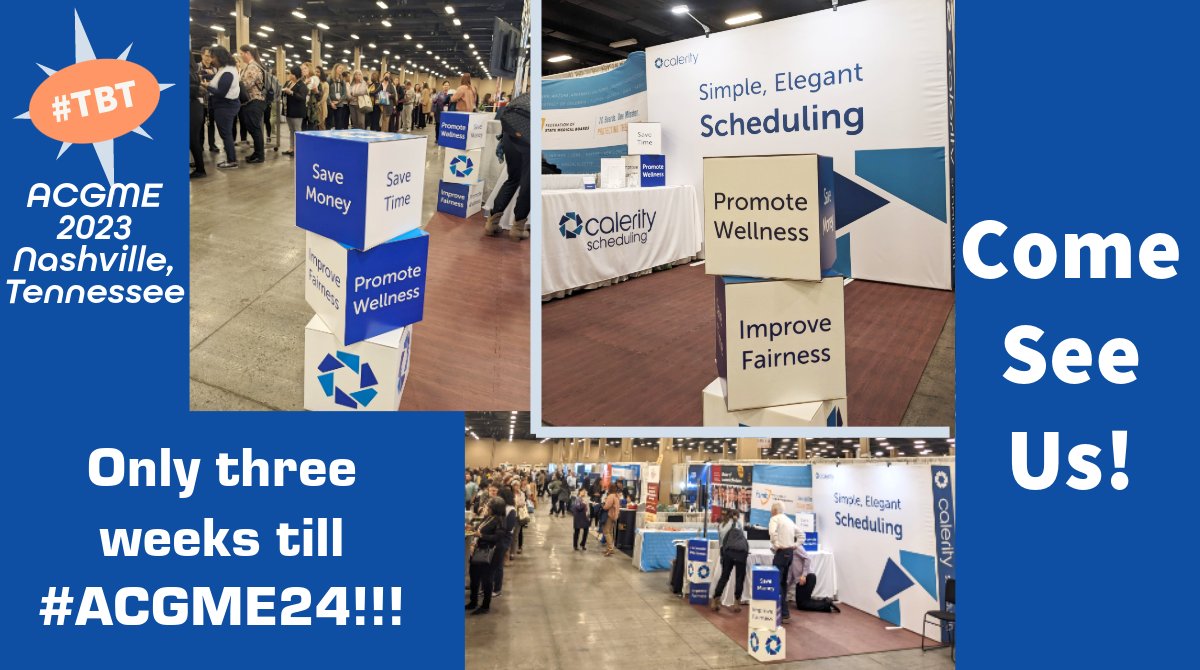 CaleritySched's tweet image. We&apos;re excited to see all of our friends in academic medicine, and make new ones!

Stop by our booth, and let&apos;s talk scheduling!

#AutomatedScheduling #MedEd #Scheduling #Wellness