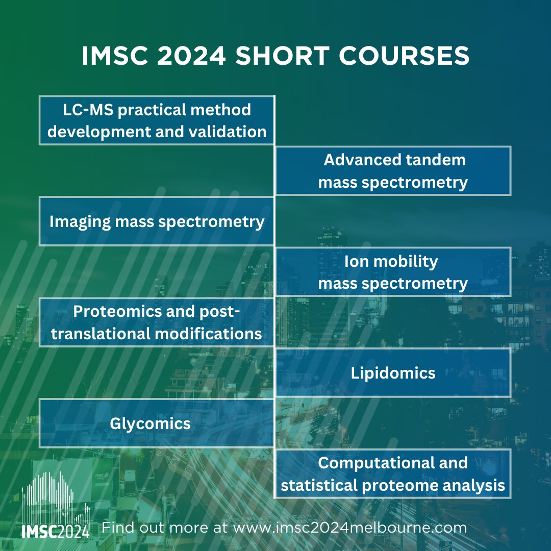 Discover the future of #massspec in an immersive session at one of the IMSC's Short Courses. Check out our new updated program to learn more! Visit imsc2024melbourne.com for more info #TeamMassSpec