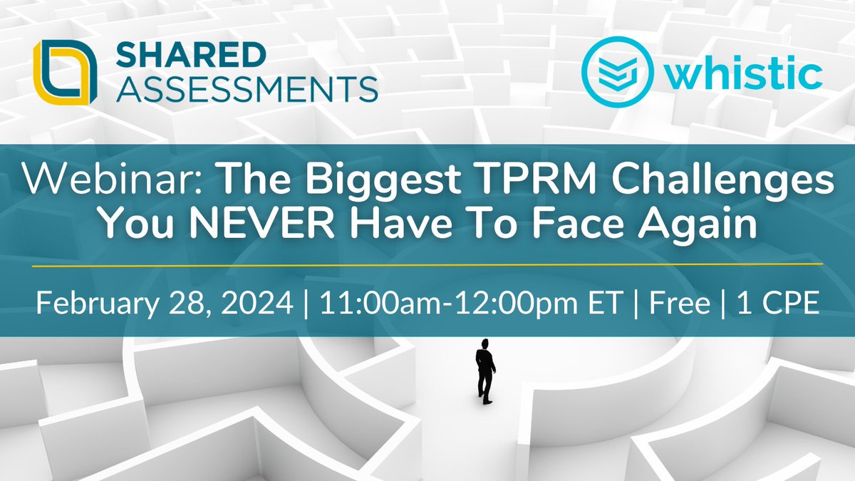 Learn to make #RiskManagement irritants a thing of the past. Join us on February 28th at 11:00 am ET to discuss how to:

✔ Build Alignment Within Your #TPRM Program
✔ Target #Risks &amp; Opportunities For Automation
✔ Achieve ROI 

Register Here: ow.ly/SPA750QCiXP