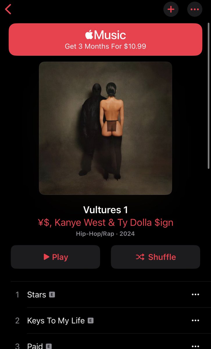 KANYE’S NEW ALBUM “VULTURES 1” IS BACK ON APPLE MUSIC! 

You can’t stop Greatness, limit Freedom of Speech, or block our Artistic Rights. Fuck @fugamusic for eternity. Ya’ll should be ASHAMED of yourselves. #VULTURES