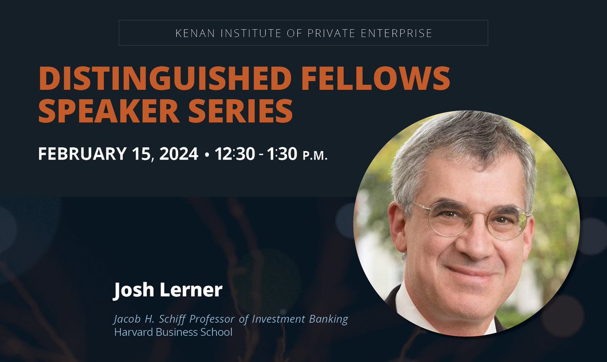 Thank you to all who were able to join us today for the talk “The Venture Capital Bust and the Resilience of Innovation” by Kenan Institute Distinguished Fellow Josh Lerner of @HarvardHBS. Learn more about our 2023 Grand Challenge here: kenaninstitute.unc.edu/tag/business-r… #KenanInstitute