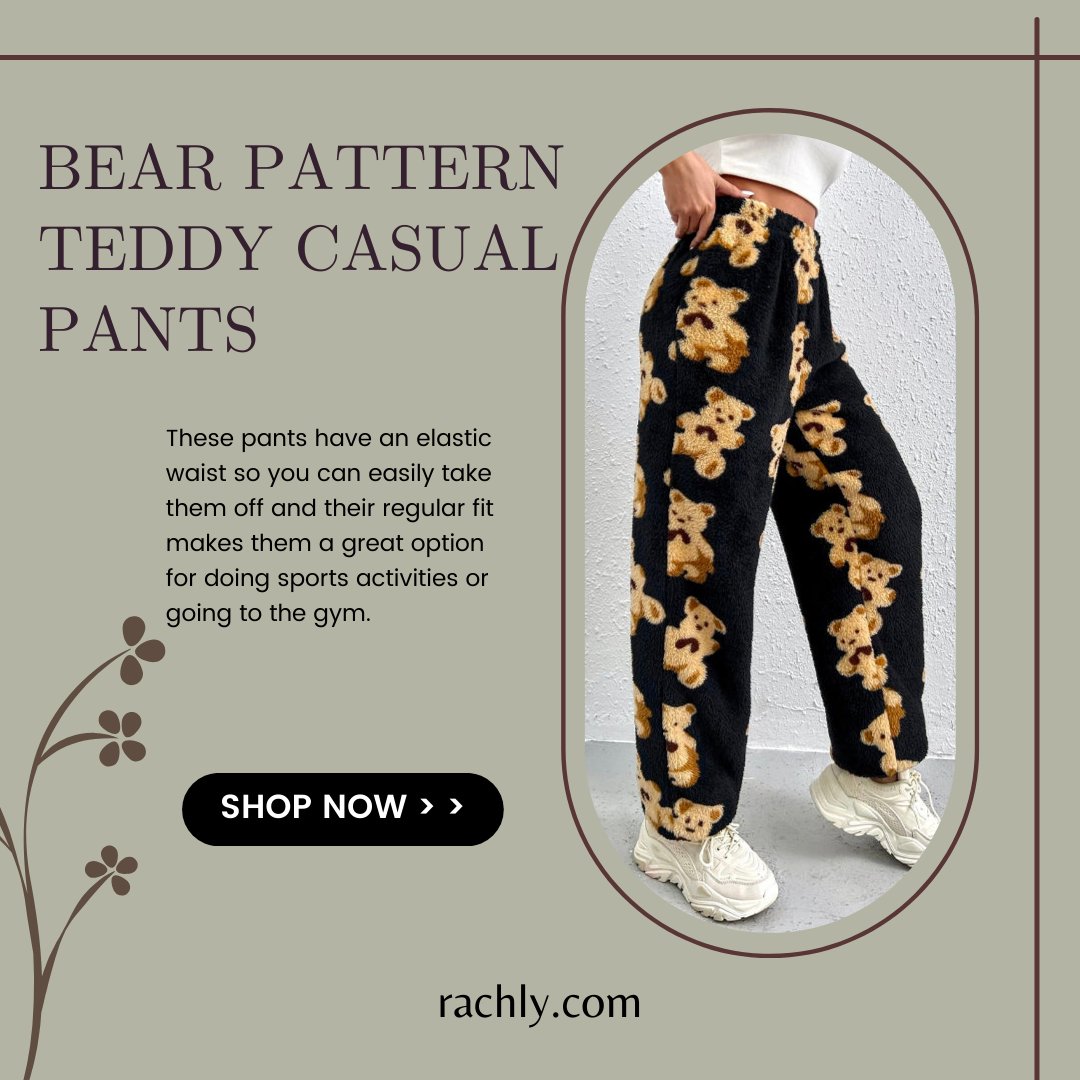 shoprachly's tweet image. Unleash your wild side with our Bear Pattern Teddy Casual Pants! 🐻👖 Designed for both comfort and style, these pants feature a playful bear pattern that adds a touch of whimsy to your outfit. 
Shop Now: rachly.com/collections/pa…
#Rachly #casualpants #bearpattern #shopnow