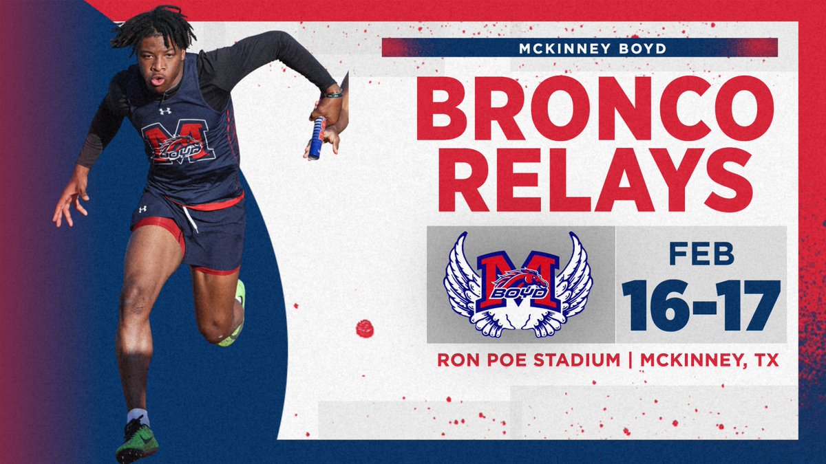 Track teams from all 3 McKinney ISD high schools will compete in the <a href="/McKinneyBoydXC/">McKinney Boyd T & F</a> Bronco Relays tomorrow and Saturday!  Come on out to Ron Poe and see some speed! <a href="/MHSLiontrack/">MHS XC/T&F</a> @MNHSxctrack <a href="/MHSLions/">McKinney High School</a> <a href="/McKinneyNorthhs/">McKinney North HS</a> <a href="/broncotweet/">McKinney Boyd HS</a>