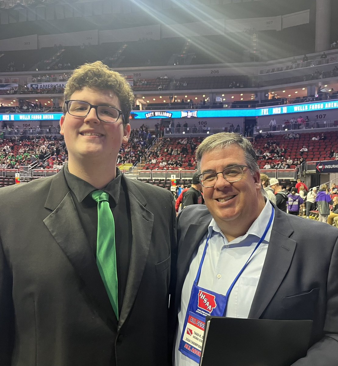 CONGRATULATIONS to vocalist Zach Midtling and choir director Melissa Hindt from St. Edmond, Fort Dodge on an outstanding performance of the National Anthem for Session 5 of the State Wrestling Tournament!
