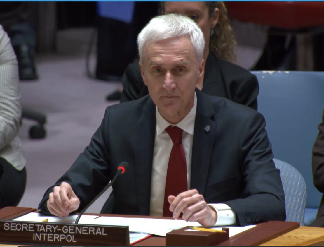 My briefing to @UN Security Council: Concerted counter-terrorism efforts have led to a diminished Daesh, but its ambitions remain. The international community must not turn away and risk a resurgence. INTERPOL’s ‘biometrics, border security, battlefield information’ model works.