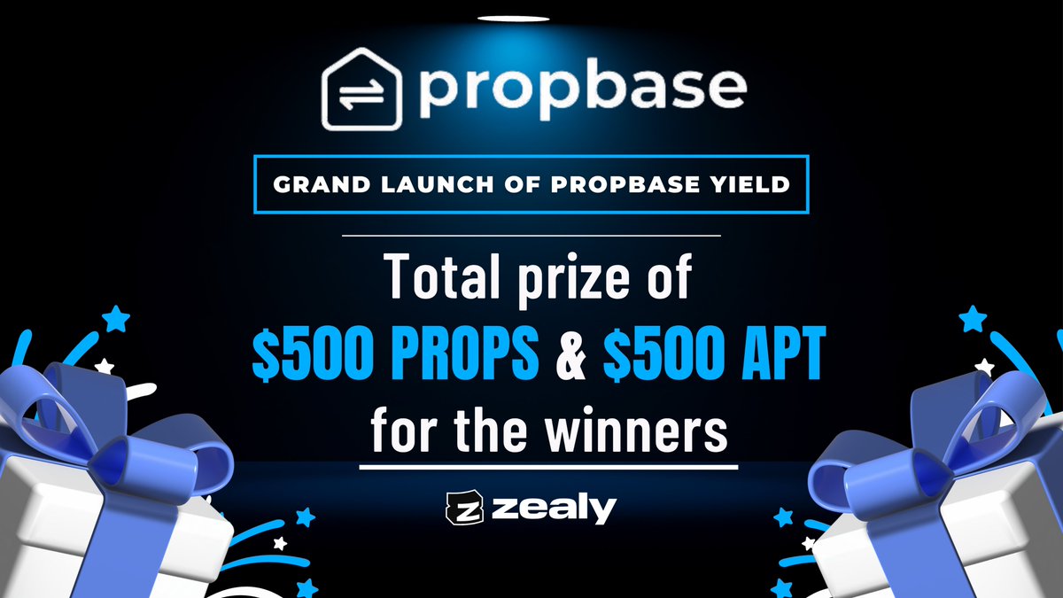 Propbase has has started its next <a href="/zealy_io/">Zealy</a> sprint!

To celebrate its launch and HUGE SUCCESS of Propbase Yield staking platform!

The top 200 participants will get their share of:
💎$500 in $PROPS
💎$500 in $APT

Start: 15th February 2024
End: 29th February 2024

Note: Zealy