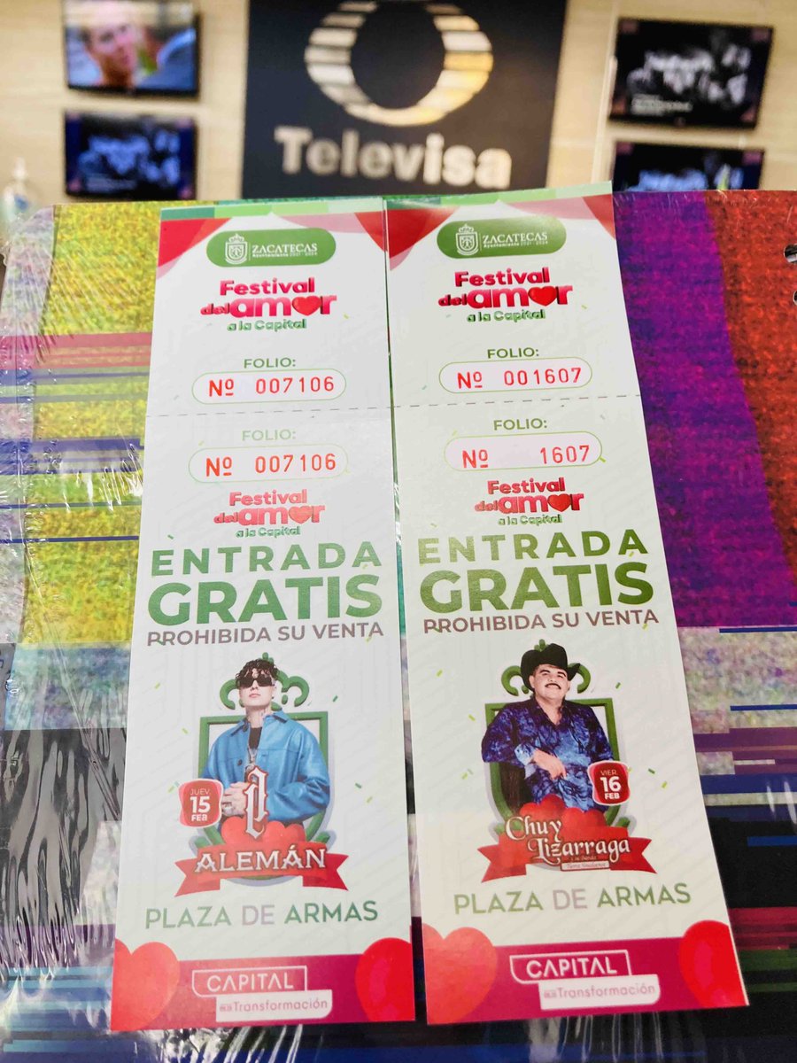 ¿!Aún no tienes tus boletos!? Ven a las instalaciones de Televisa Zacatecas Y disfruta de Gran Festival del Amor a la Capital: 

🗓️ 15 Febrero ❇️ Alemán
🗓️ 16 Febrero ❇️ Chuy Lizárraga

#CapitalDeLaTransformación  #TelevisaZacatecas