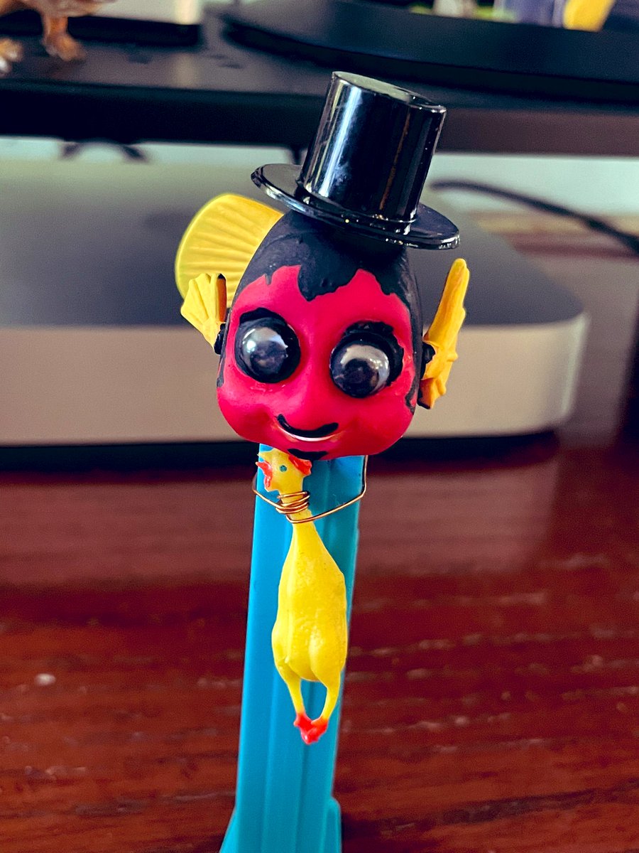 disgruntmonkey's tweet photo. Because I am still 5 I added a #Sventoonie to my #Svengoolie, #Nostalgiaferatoo, #Kerwyn collection.
I was inspired to do SvenToonie from #AndyFinkle awesome #Toony pez creation.
Also gave Sven googly eyes because googly eyes are always fun. https://t.co/EiZ7OdGQkF