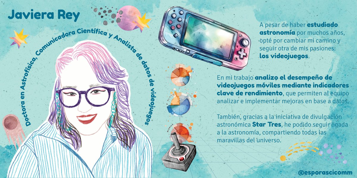 🟢✨ Después de estudiar astronomía 🌌 por muchos años, Javiera Rey decidió cambiar su camino y seguir otra de sus pasiones: los videojuegos 🎮 

🌐 Redes sociales y proyectos: Instagram: <a href="/javiera/">Javiera</a>.rey <a href="/Star_Tres/">Star Tres ✨</a>  Youtube: @StarTres

#womeninsteam