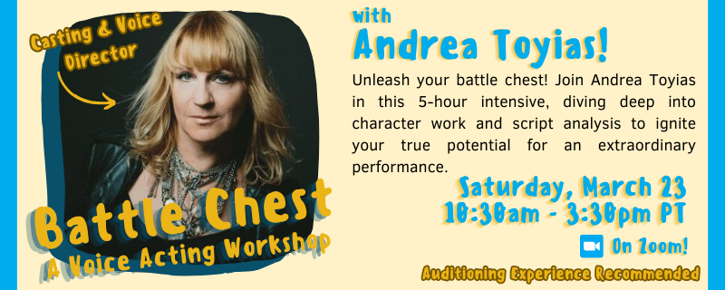thehalpnetwork's tweet photo. 🗣️ Andrea's popular intensive is back! Learn from Casting and VO Director for hit titles including #DiabloIV #Hearthstone #Overwatch #WorldofWarcraft &amp; more!

📅 Sat, Mar 23
🕒 10:30pm - 3:30pm PT
👤 @andreatoyias
💻 via Zoom
🌐 https://t.co/PNHje9yK3J

#voiceactors | #VAclasses https://t.co/PP0udgivEI