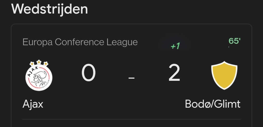 Tobiaz's tweet photo. 0 - 2. Google heeft geen eens een clublogo van Bodø/Glimt in hun bestand hé #ajabod https://t.co/inxXFQIHOG