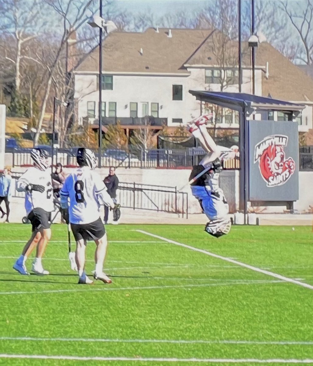 Congratulations to former 🐆 and All-State Attackman Eli Wingbermuehle who netted his first collegiate goal today with Maryville Lacrosse. Different jersey, same celly. 😎