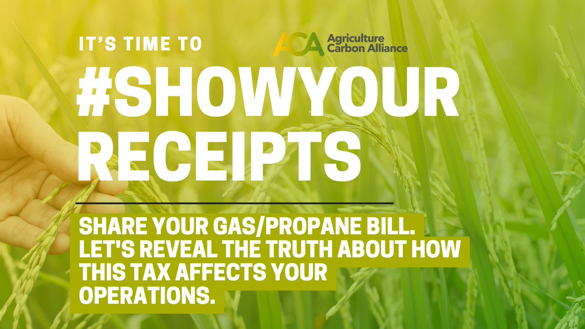 Farmers, your voice matters! Share your carbon tax receipts with the Agriculture Carbon Alliance to ensure Senators and MPs understand the true weight of this tax. Your contribution will make a significant difference. #ShowYourReceipts 

Read more: 
agcarbonalliance.ca/show-your-rece…