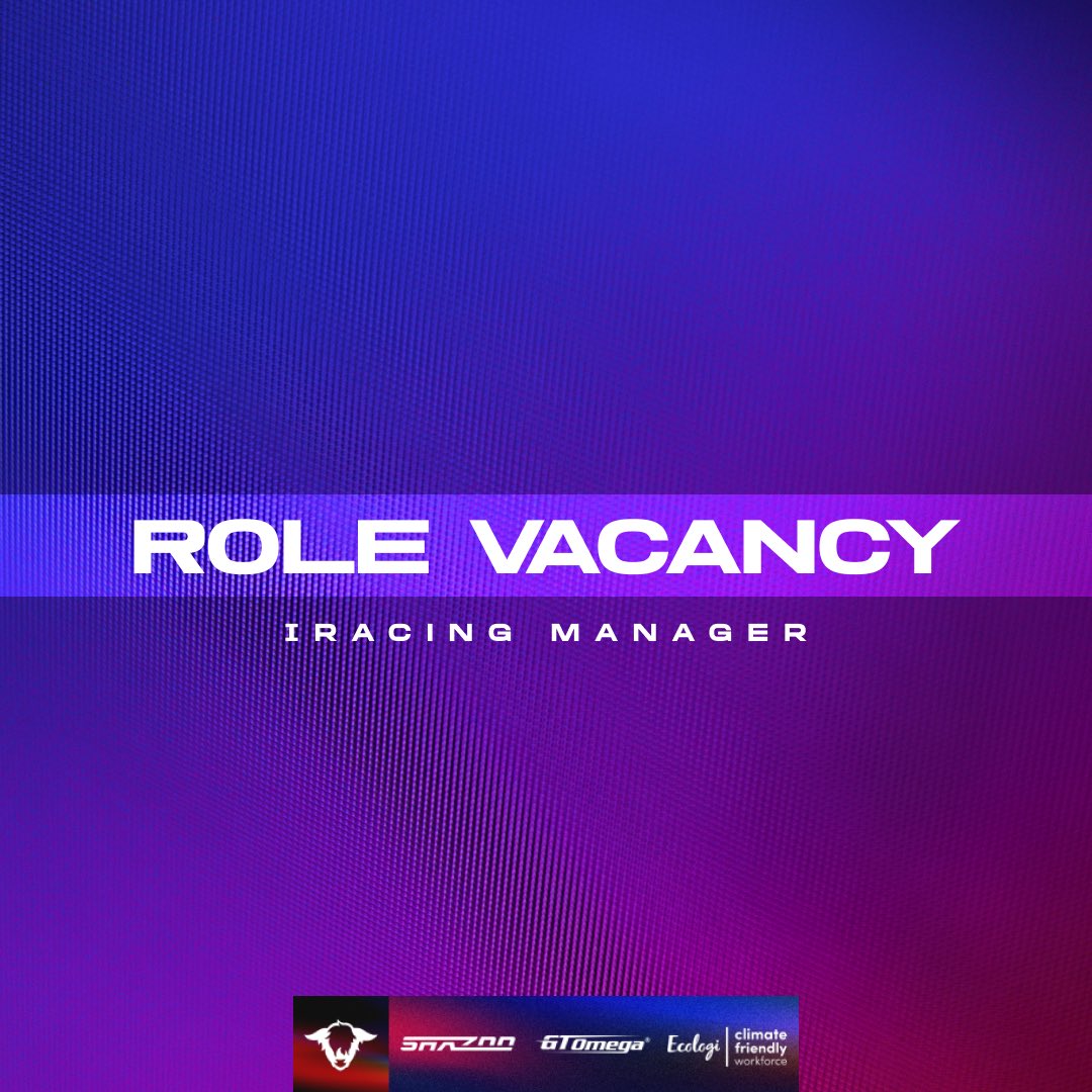 Role Vacancy: iRacing Manager 👔

We are currently looking for an iRacing Manager that can help lead our team forward this year. Drop us a DM if you are interested. ✉️ 

#CreatingLegends