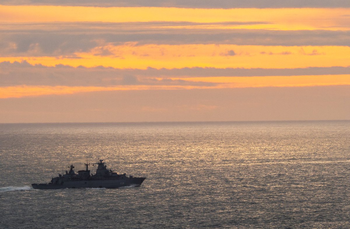 A few Photos from this morning off Rame Head, HMS Portland inbound to Breakwater as the sunrises behind some clouds. With HNoMS Otto Sverdrup outbound for Thursday War with FGS Brandenburg.