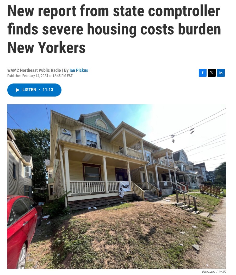 NYWFP's tweet photo. "What this report really quantifies is how severe [the housing crisis] is, and the fact that the numbers really are growing, and that when you look at New York state compared to other states, we're really among the highest in terms of those cost burdens." https://t.co/ui3OF628Wv