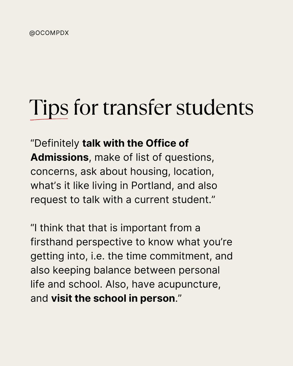 OCOMPDX's tweet photo. OCOM loves welcoming transfer students!

Our rigorous curriculum and clinical experiences are highly respected, and our faculty work with students to ensure that their educational experience is enriching.

✉️ admissions@ocom.edu
💻 https://t.co/evhL2OYbur https://t.co/lwXDEAn77r