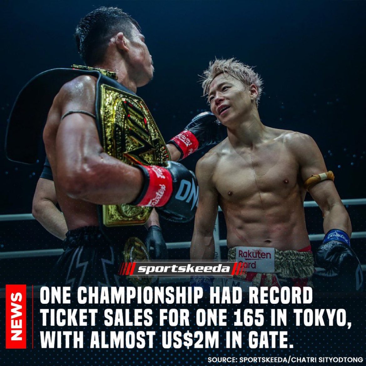 RIZIN_bozu's tweet photo. 📰チャトリ #ONE165 のゲート収入はプロモーション史上最高の200万USD(約3億円)だったと発表💰
また大会中〜大会後、日本とタイのGoogleで最も検索されたワードは「ONE165」だったとのこと☟
per @nicatkinONE / #武尊 https://t.co/LLP1u9GH7z