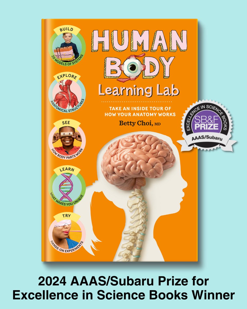 I'm thrilled to announce that HUMAN BODY LEARNING LAB won the 2024 @aaas / @subaru_usa Prize for Excellence in Hands-On Science Books! Thank you so much @aaassubaruprize @StoreyPub @DeannaFCook #MedTwitter #kidlit #WomenInSTEM #scicomm #aaas #kidsbooks