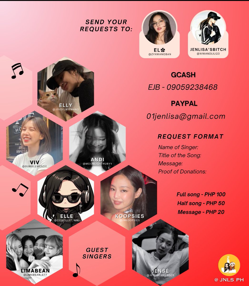 Our Busking for JNK1 is tonight at 7pm pht. You can send your donation and request song and who's the singer that would sing. The details on how to request is in the poster below 👇. Here's the ANGELIC AND BEAUTIFUL Audio Voices of our singers to guide you who's who.