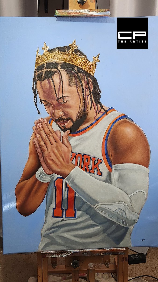 Congratulations @jalenbrunson1 on your All-Star year with the @nyknicks. You're an inspiration to many and you've overcame adversities. Thank you (This piece has already sold to a private collector) 40 x 28 oil on canvas #cptheartist