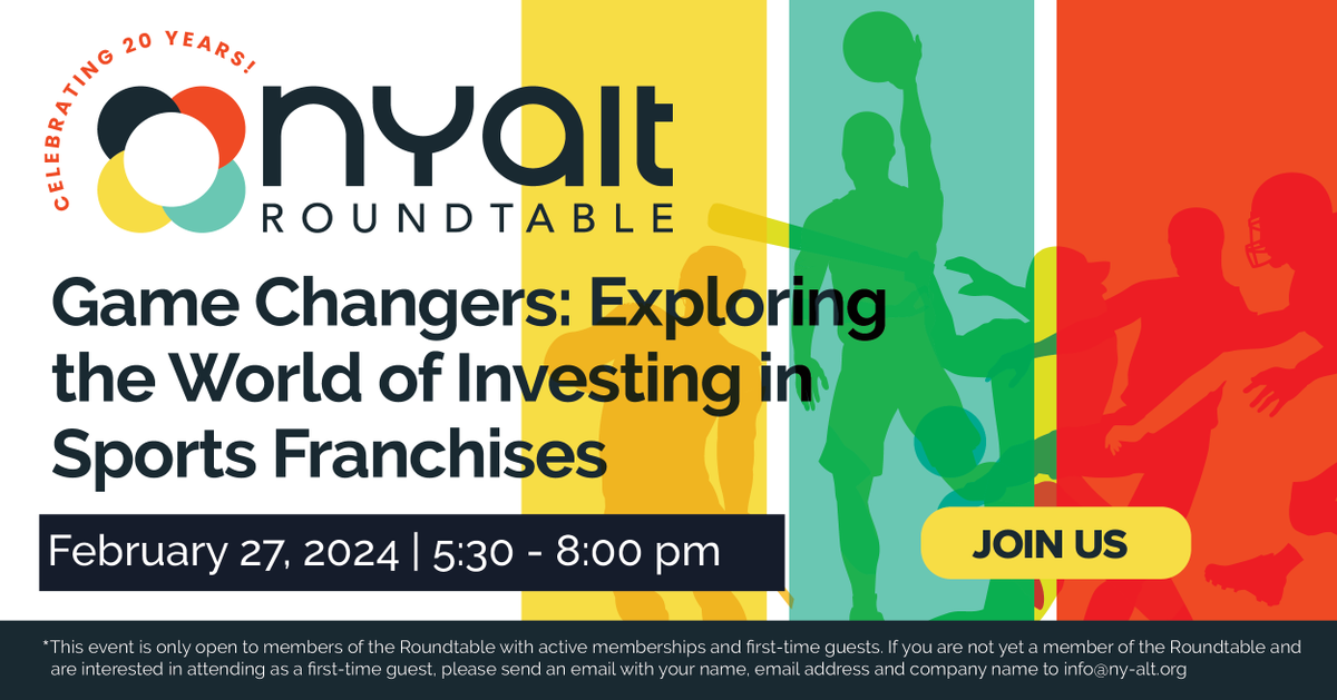 Join our upcoming panel discussion to hear from leaders spearheading the sports investing space about the evolution of sports investing, unique financial characteristics of the industry, and strategic evaluation of sports franchises!

🔗 Register now: ny-alt.org/events/sports-…