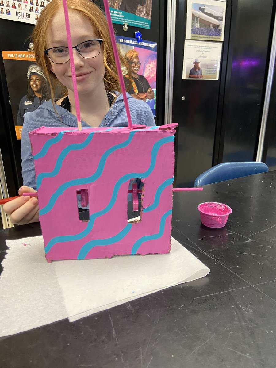 Prople have asked if I let students paint everything. If they want to paint I encourage them to. This is how you allow students to take ownership for what they have envisioned and allow them the satisfaction of a finished product. #STEM #GirlsinSTEM