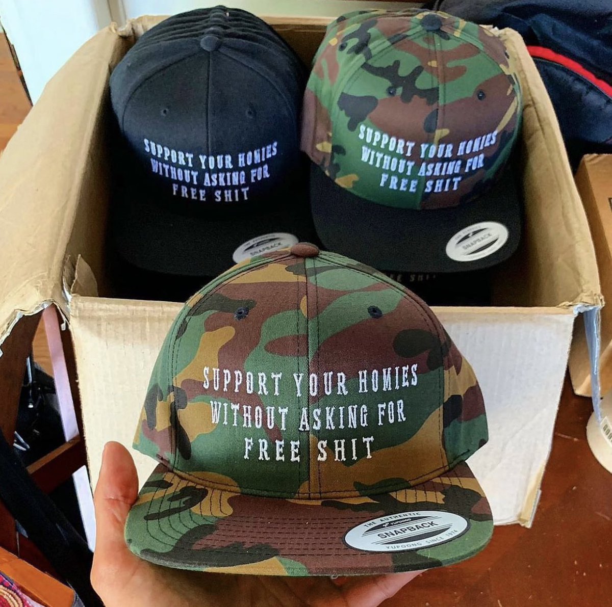 StillProud's tweet photo. Also, Homies Snapbacks are BACK, for now: https://t.co/Ay1uXmmU7Q https://t.co/fgnLJduwYM