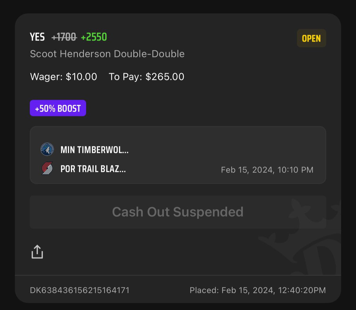 RuneKingRecords's tweet image. “ I’m not afraid to dream so hard… the  @trailblazers let Scoot #DoubleDouble tonight 🫡 🏀 💡🫨🤷🏻🎈  versus the @Timberwolves 🐺 

#recency #bias #is #current 🌊 🏄‍♂️ 

sportsbook.draftkings.com/social/betting…