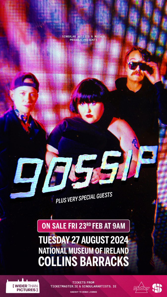 Amplify Agency 📣 (@amplifyagencyie) on Twitter photo 📣 GOSSIP 📣
Indie-sleeze icons Gossip play Collins Barracks, Dublin 27th August as part of the exceptional Wider Than Pictures concert series.
Presented by <a href="/singularartists/">Singular Artists</a> & <a href="/MotherDublin/">Mother Club</a>, tickets on sale Fri 23 Feb, 9am from <a href="/TicketmasterIre/">Ticketmaster Ireland</a> & <a href="/singularartists/">Singular Artists</a> 📣 GOSSIP 📣
Indie-sleeze icons Gossip play Collins Barracks, Dublin 27th August as part of the exceptional Wider Than Pictures concert series.
Presented by <a href="/singularartists/">Singular Artists</a> & <a href="/MotherDublin/">Mother Club</a>, tickets on sale Fri 23 Feb, 9am from <a href="/TicketmasterIre/">Ticketmaster Ireland</a> & <a href="/singularartists/">Singular Artists</a>