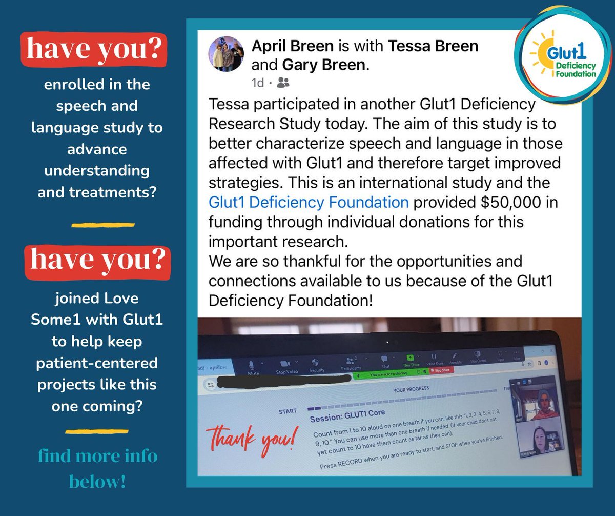 learn more about the speech and language study and how to participate on our website:
buff.ly/3wjC97o

find out how to support Love Some1 with Glut1 to help the G1DF make more projects like this possible!   buff.ly/49Dmzlc

Thanks for jumping in!